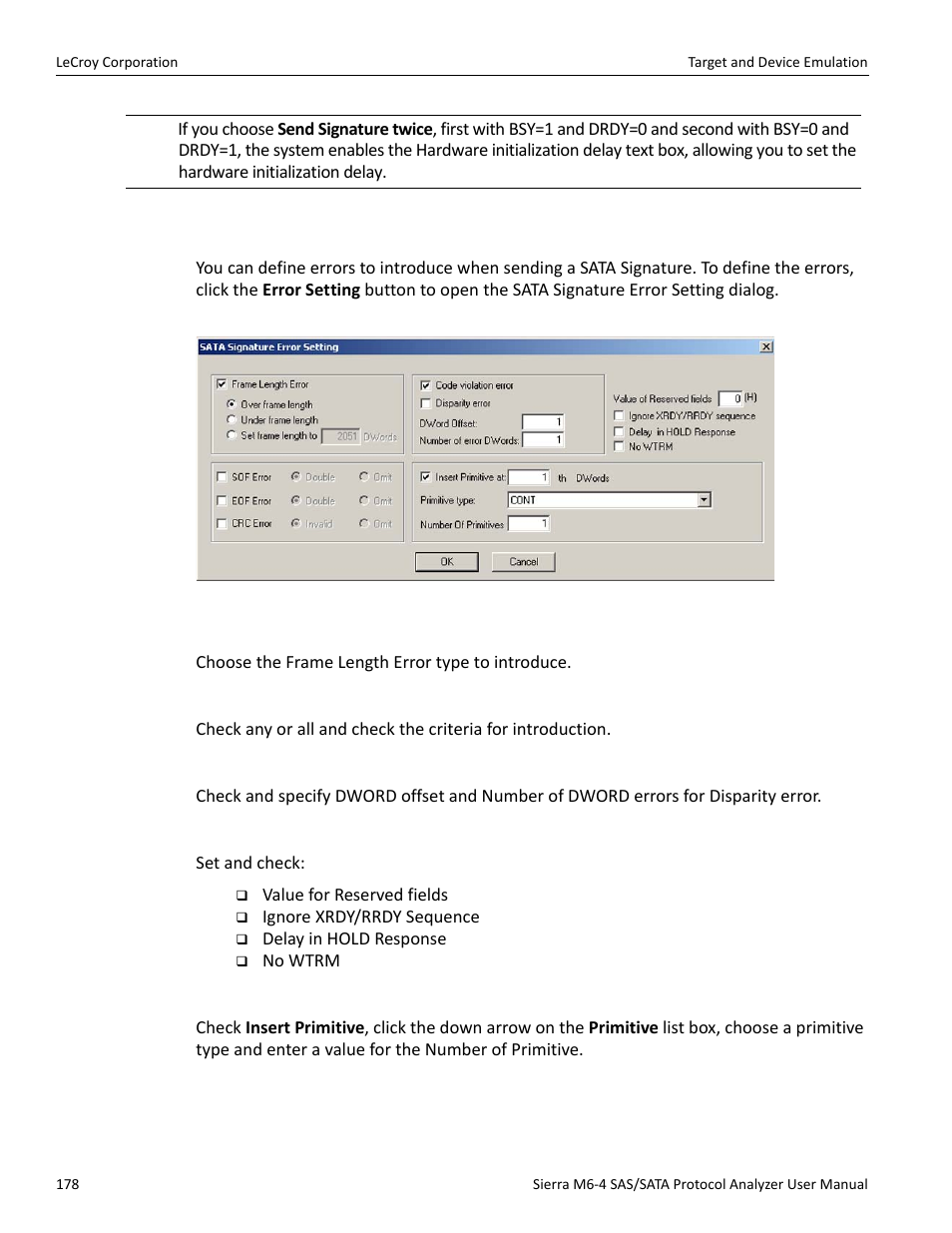Sata signature errors | Teledyne LeCroy STX M6-1 SAS_SATA Protocol Analyzer User Manual User Manual | Page 180 / 468