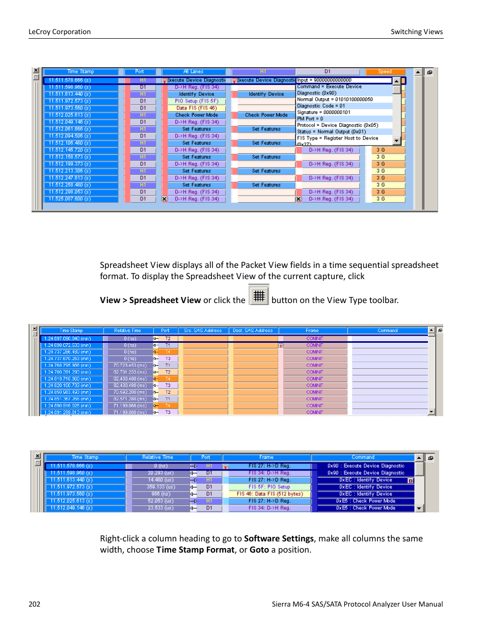Spreadsheet view | Teledyne LeCroy STX M6-1 SAS_SATA Protocol Analyzer User Manual User Manual | Page 204 / 468