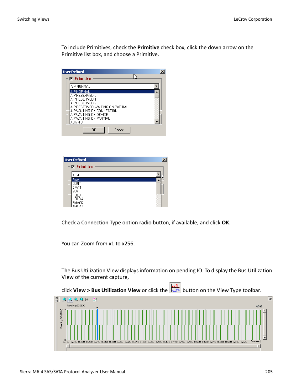 Primitives, Zoom, Bus utilization view | Teledyne LeCroy STX M6-1 SAS_SATA Protocol Analyzer User Manual User Manual | Page 207 / 468