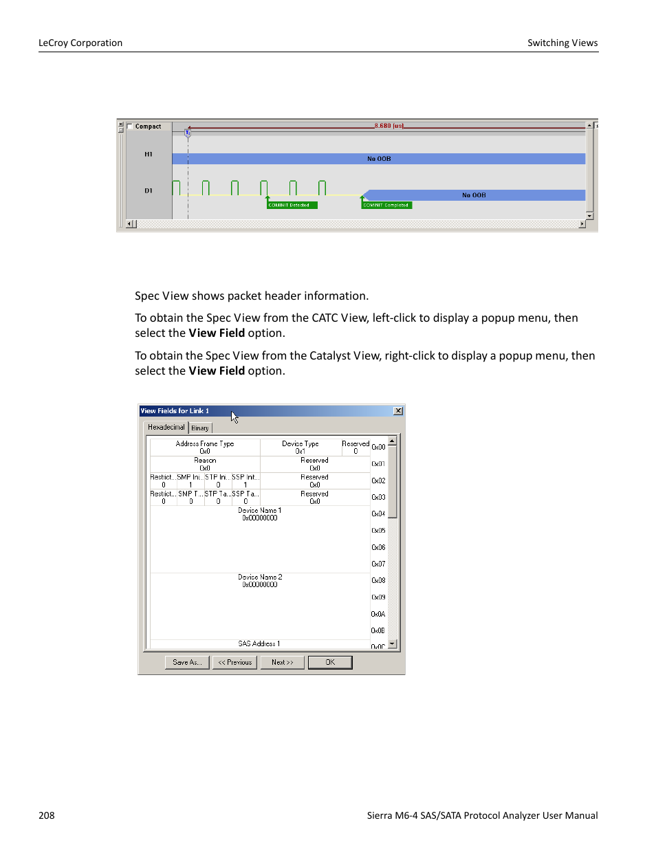 Expanded waveform view, Spec view | Teledyne LeCroy STX M6-1 SAS_SATA Protocol Analyzer User Manual User Manual | Page 210 / 468
