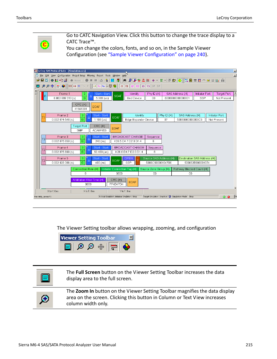 Viewer setting toolbar | Teledyne LeCroy STX M6-1 SAS_SATA Protocol Analyzer User Manual User Manual | Page 217 / 468
