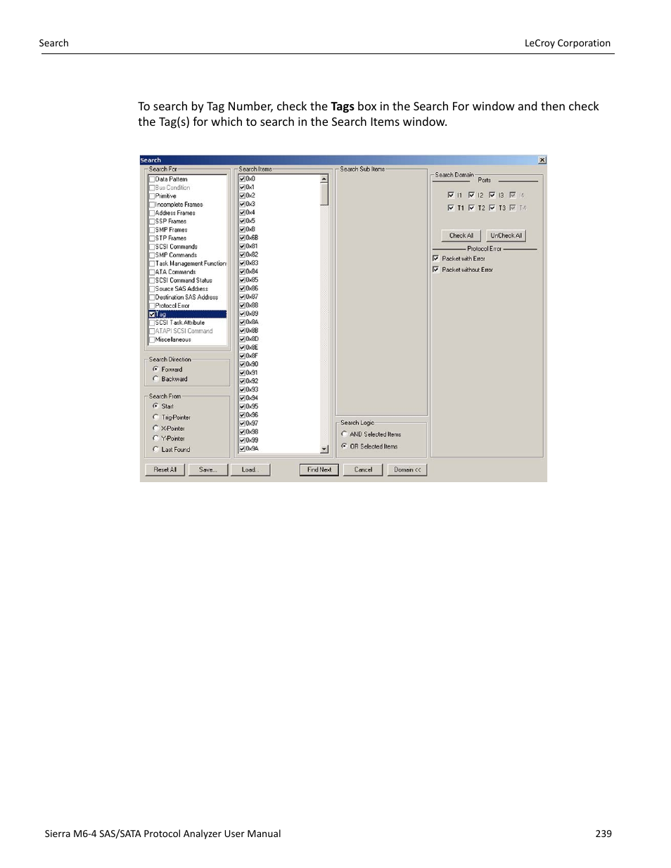 Search by tag number | Teledyne LeCroy STX M6-1 SAS_SATA Protocol Analyzer User Manual User Manual | Page 241 / 468