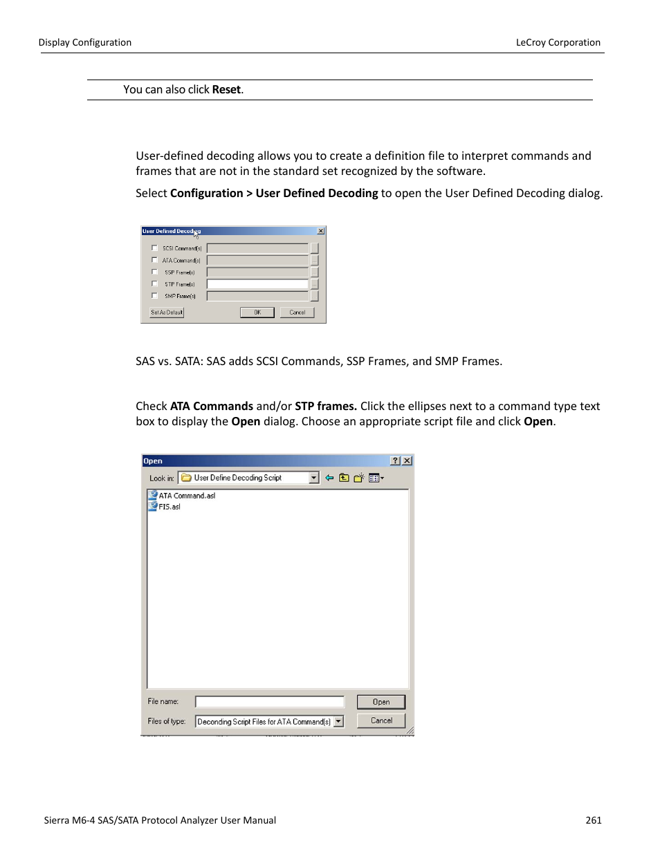 User-defined decoding | Teledyne LeCroy STX M6-1 SAS_SATA Protocol Analyzer User Manual User Manual | Page 263 / 468