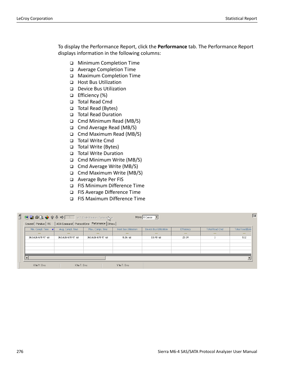 Performance report (sata) | Teledyne LeCroy STX M6-1 SAS_SATA Protocol Analyzer User Manual User Manual | Page 278 / 468