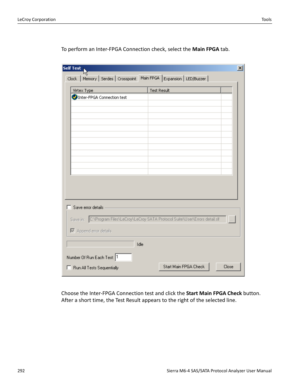 Main fpga check (sata only) | Teledyne LeCroy STX M6-1 SAS_SATA Protocol Analyzer User Manual User Manual | Page 294 / 468