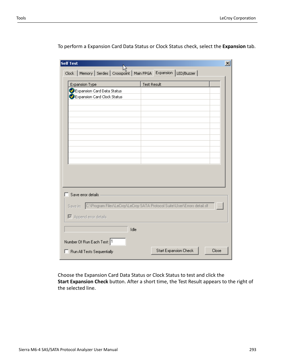 Expansion check | Teledyne LeCroy STX M6-1 SAS_SATA Protocol Analyzer User Manual User Manual | Page 295 / 468