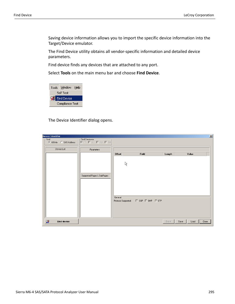 Find device | Teledyne LeCroy STX M6-1 SAS_SATA Protocol Analyzer User Manual User Manual | Page 297 / 468