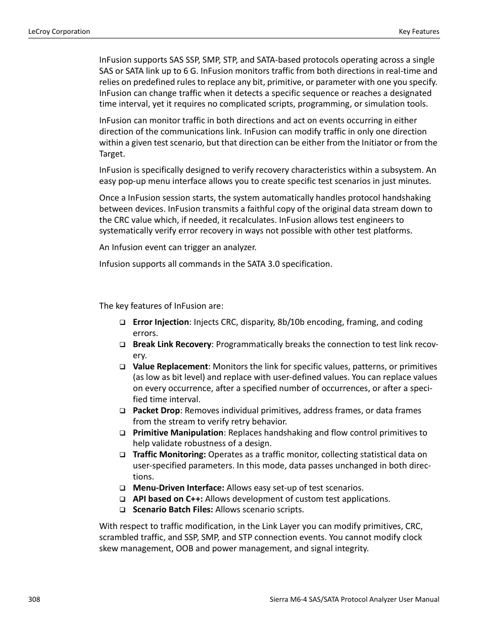 Key features | Teledyne LeCroy STX M6-1 SAS_SATA Protocol Analyzer User Manual User Manual | Page 310 / 468