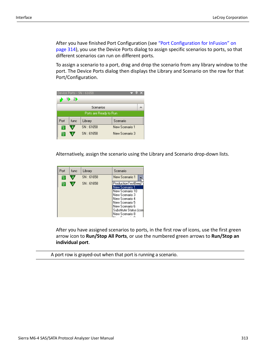 Using the device ports dialog | Teledyne LeCroy STX M6-1 SAS_SATA Protocol Analyzer User Manual User Manual | Page 315 / 468
