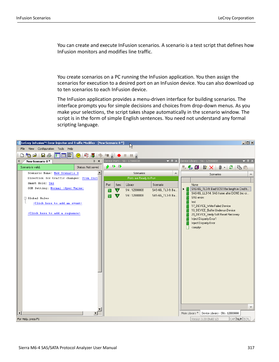 Infusion scenarios, Scenarios overview | Teledyne LeCroy STX M6-1 SAS_SATA Protocol Analyzer User Manual User Manual | Page 319 / 468