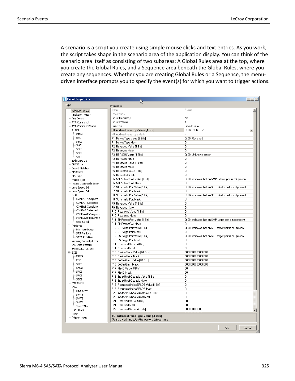 Scenario events | Teledyne LeCroy STX M6-1 SAS_SATA Protocol Analyzer User Manual User Manual | Page 327 / 468