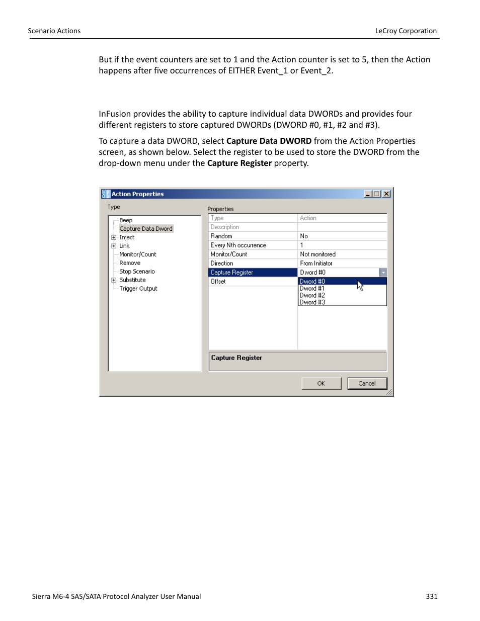 Capturing a data dword | Teledyne LeCroy STX M6-1 SAS_SATA Protocol Analyzer User Manual User Manual | Page 333 / 468