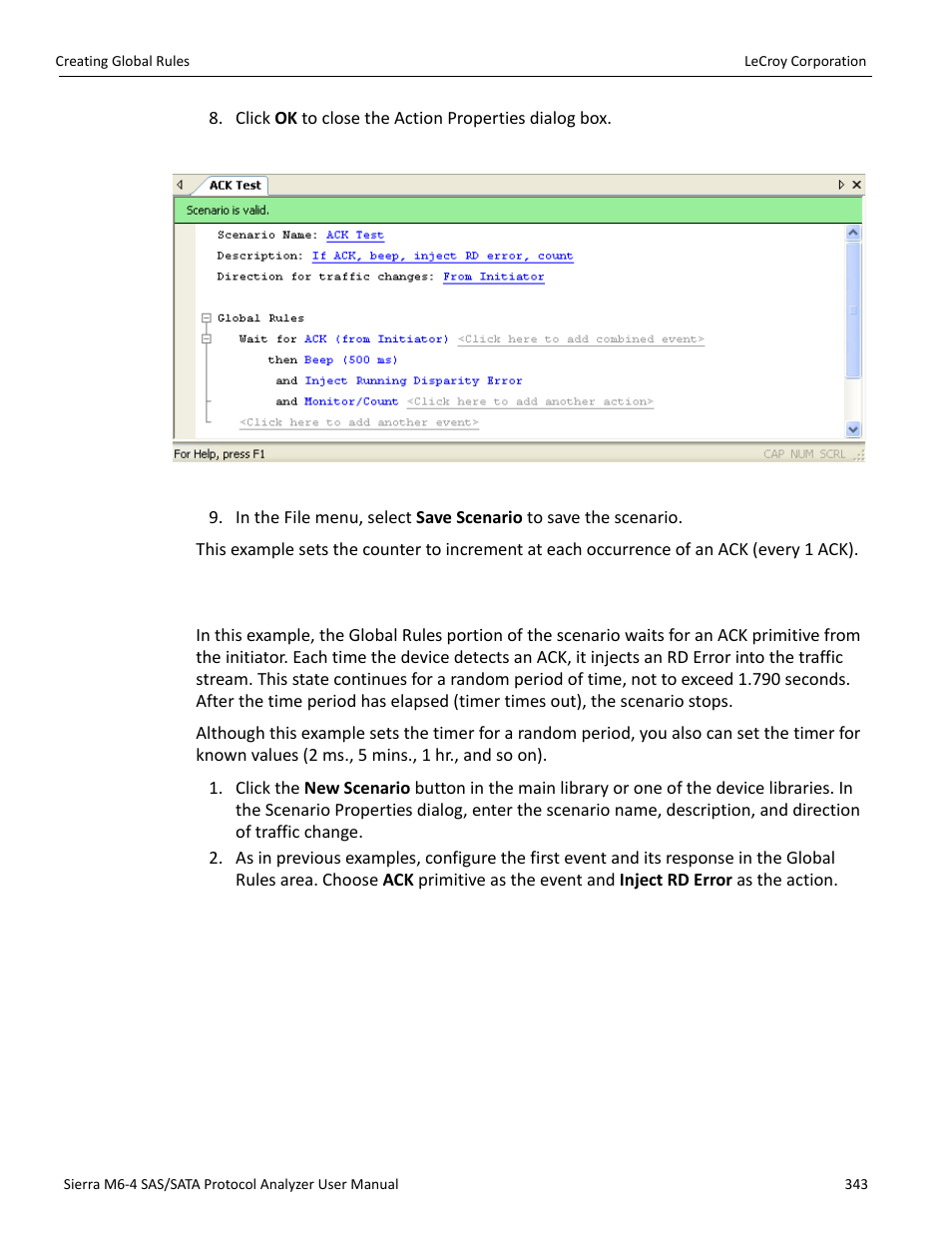 Example 6: using timers | Teledyne LeCroy STX M6-1 SAS_SATA Protocol Analyzer User Manual User Manual | Page 345 / 468