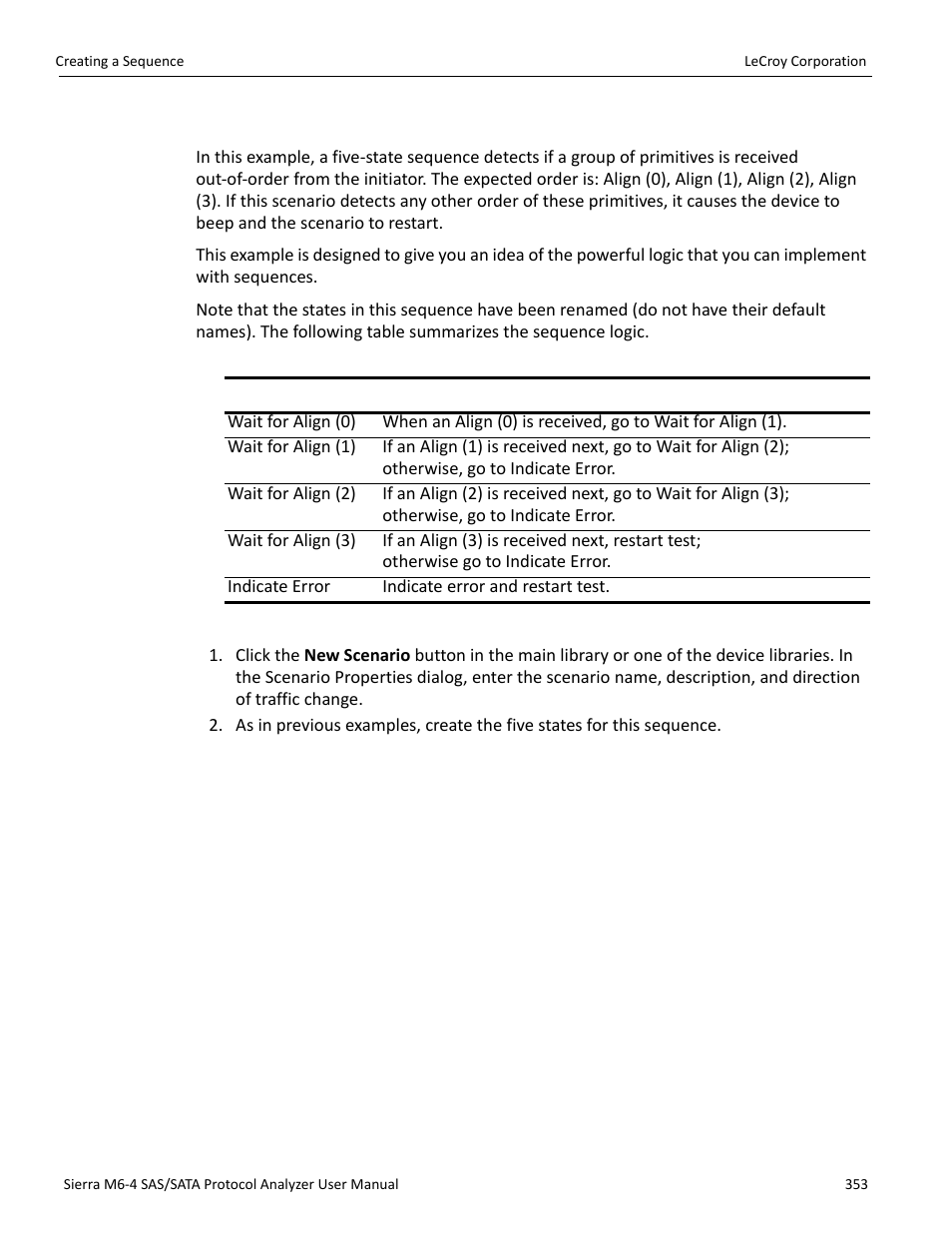 Example 8: creating a sequence with many states #1 | Teledyne LeCroy STX M6-1 SAS_SATA Protocol Analyzer User Manual User Manual | Page 355 / 468
