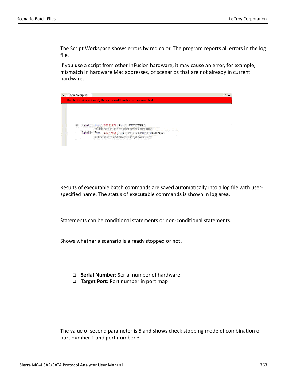 Error checking, Statements, Ifisstopped | Teledyne LeCroy STX M6-1 SAS_SATA Protocol Analyzer User Manual User Manual | Page 365 / 468