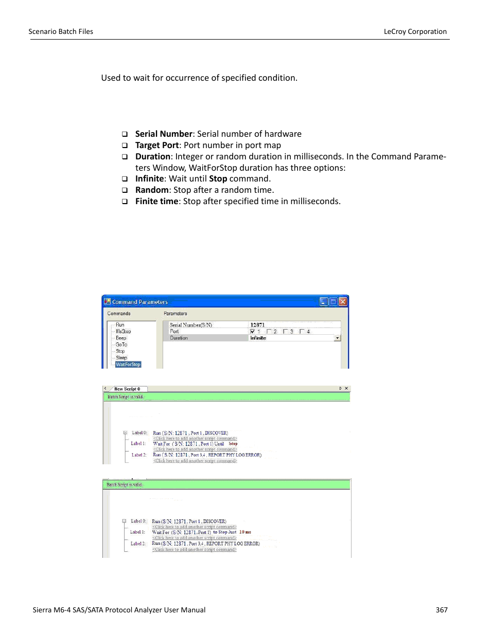 Waitforstop | Teledyne LeCroy STX M6-1 SAS_SATA Protocol Analyzer User Manual User Manual | Page 369 / 468