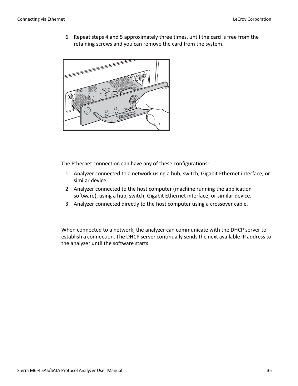 Connecting via ethernet, Connecting to a network | Teledyne LeCroy STX M6-1 SAS_SATA Protocol Analyzer User Manual User Manual | Page 37 / 468