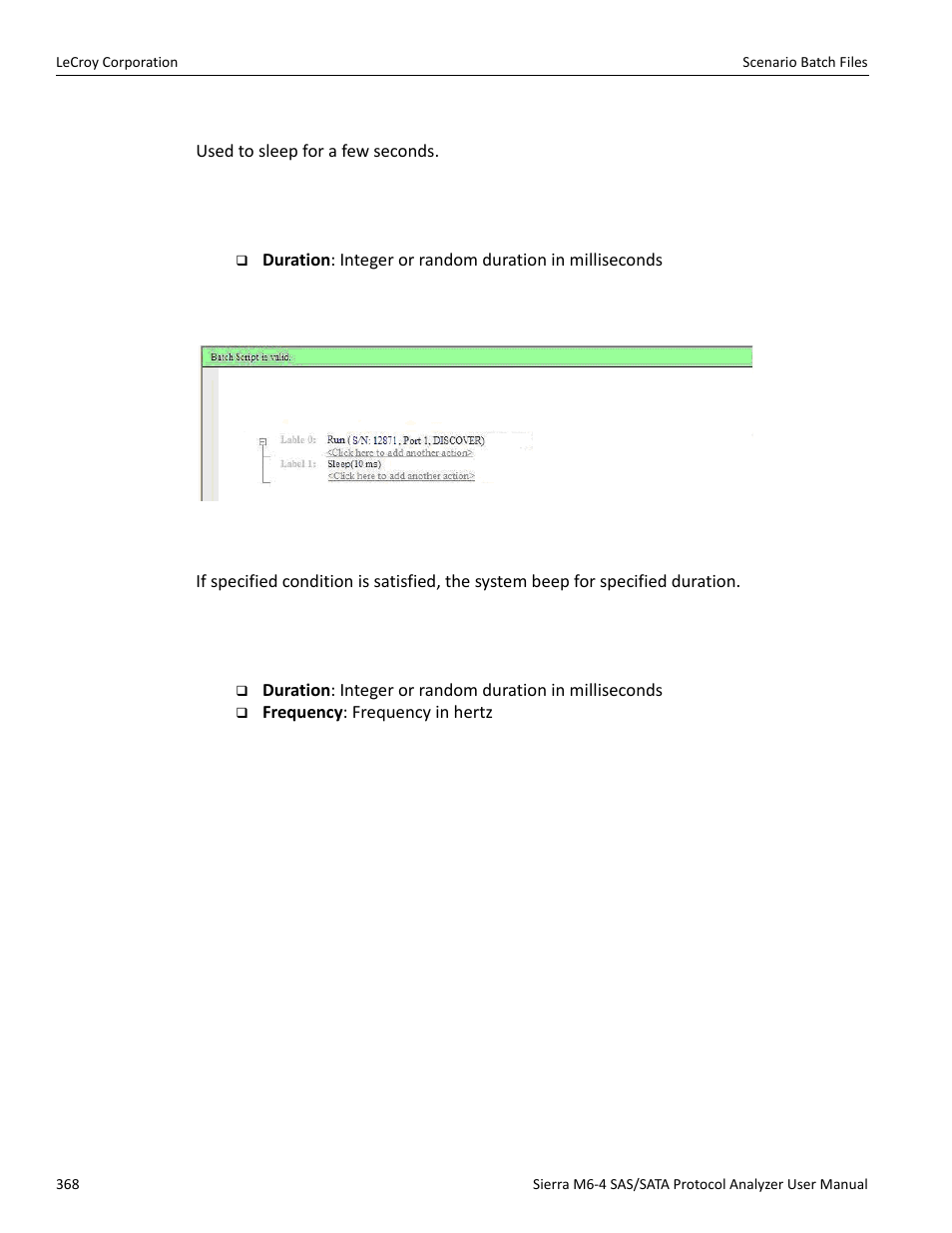 Sleep, Beep | Teledyne LeCroy STX M6-1 SAS_SATA Protocol Analyzer User Manual User Manual | Page 370 / 468