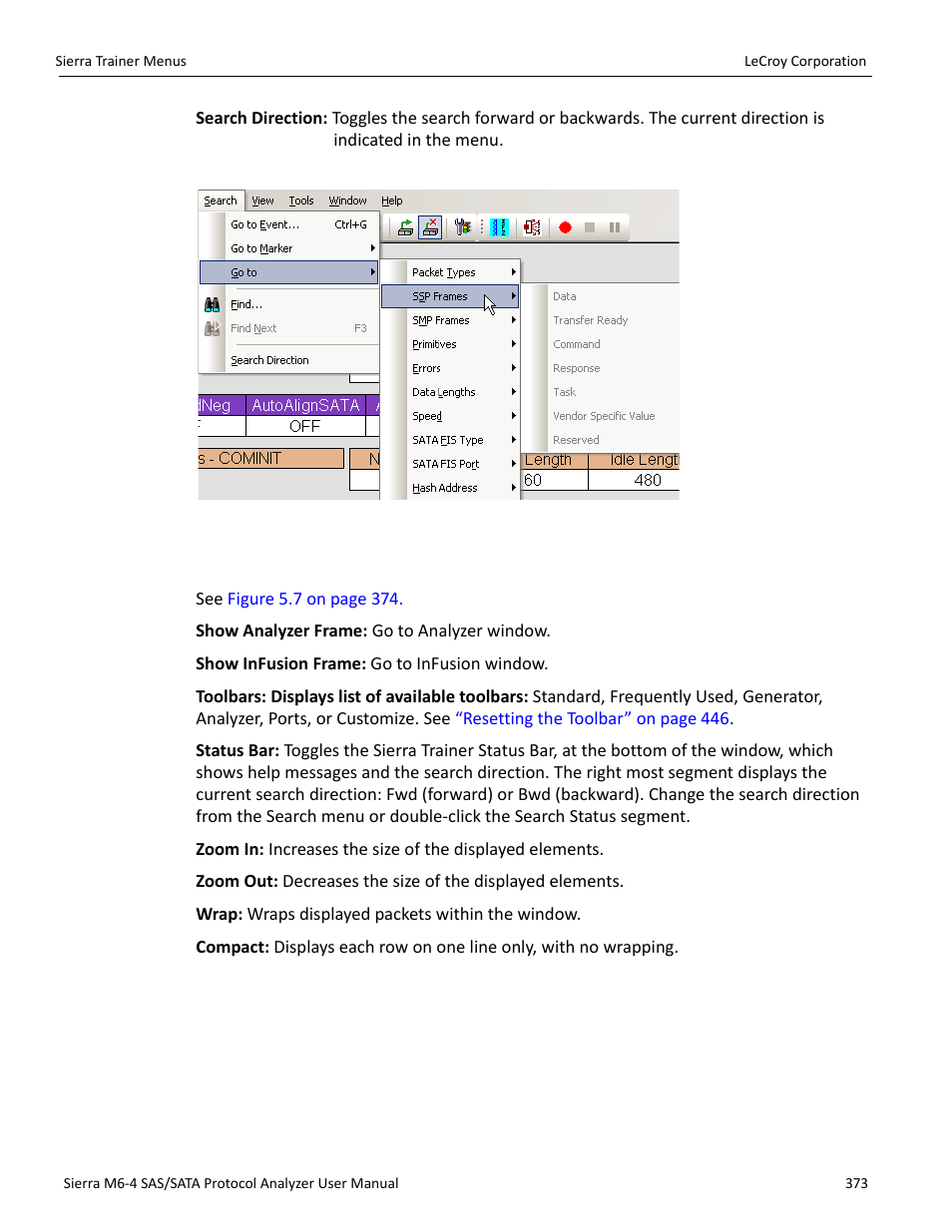View menu | Teledyne LeCroy STX M6-1 SAS_SATA Protocol Analyzer User Manual User Manual | Page 375 / 468