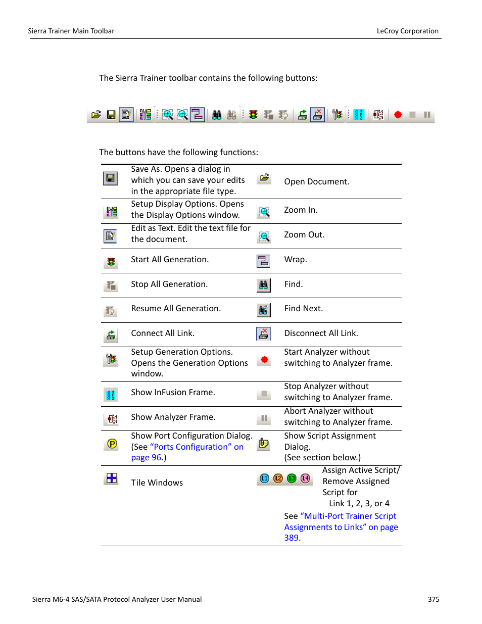 Sierra trainer main toolbar | Teledyne LeCroy STX M6-1 SAS_SATA Protocol Analyzer User Manual User Manual | Page 377 / 468