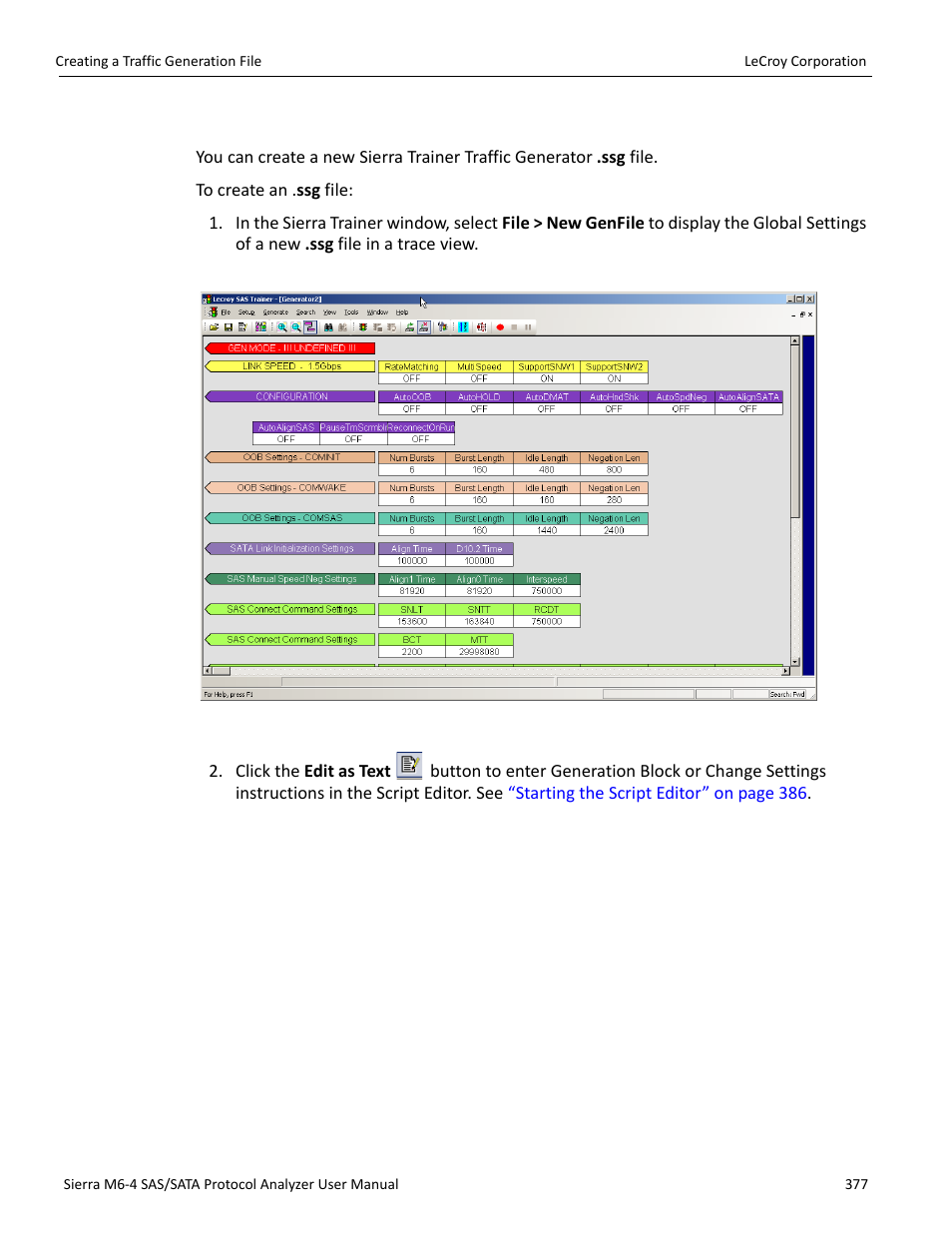 Creating a new generator file | Teledyne LeCroy STX M6-1 SAS_SATA Protocol Analyzer User Manual User Manual | Page 379 / 468
