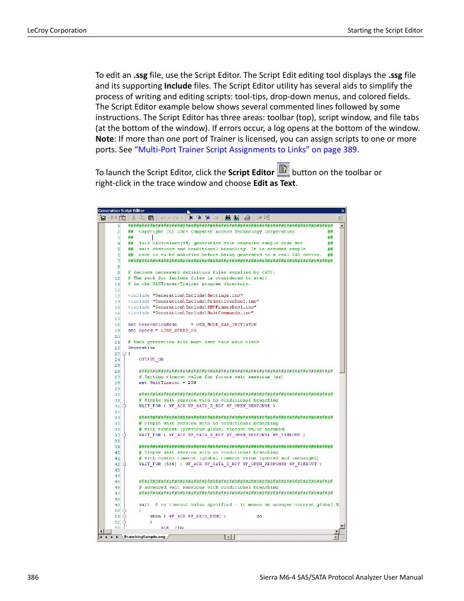 Starting the script editor | Teledyne LeCroy STX M6-1 SAS_SATA Protocol Analyzer User Manual User Manual | Page 388 / 468
