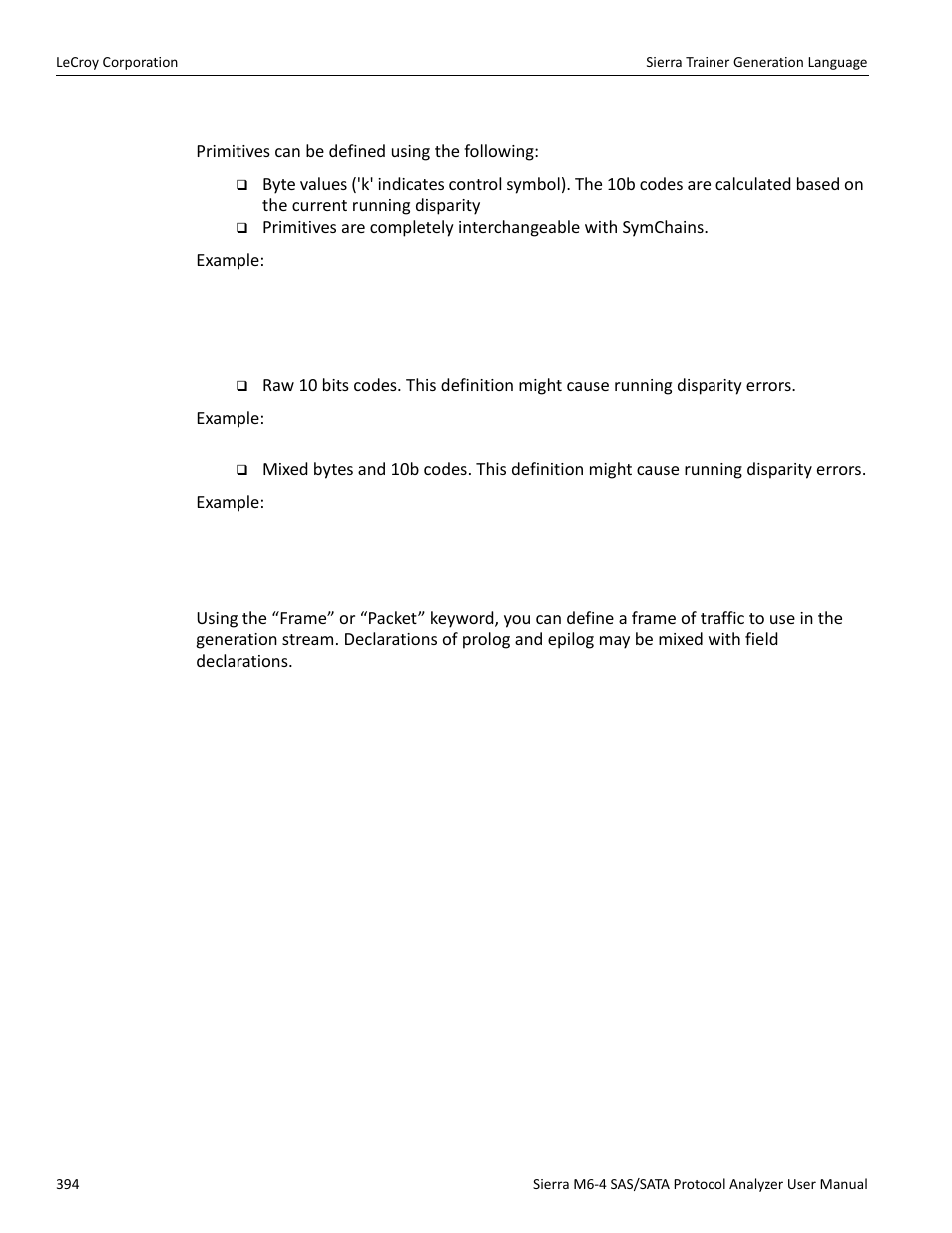 Primitives, Packets/ frames | Teledyne LeCroy STX M6-1 SAS_SATA Protocol Analyzer User Manual User Manual | Page 396 / 468