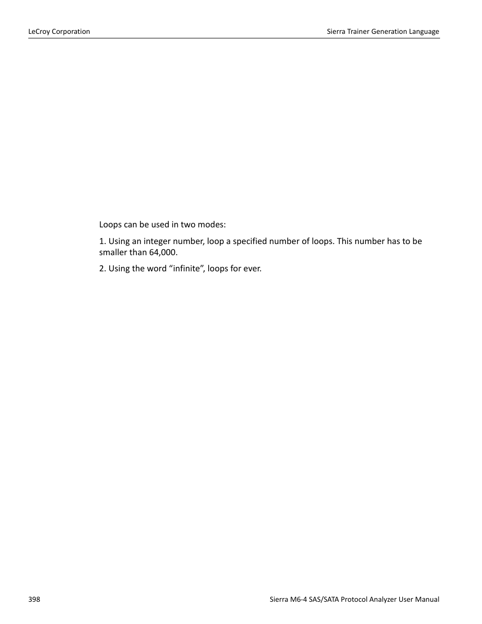 Loops | Teledyne LeCroy STX M6-1 SAS_SATA Protocol Analyzer User Manual User Manual | Page 400 / 468