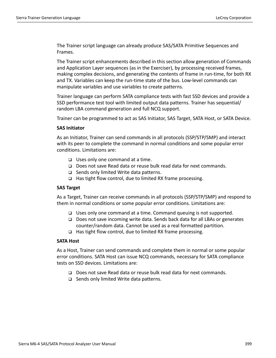 Trainer script enhancements | Teledyne LeCroy STX M6-1 SAS_SATA Protocol Analyzer User Manual User Manual | Page 401 / 468