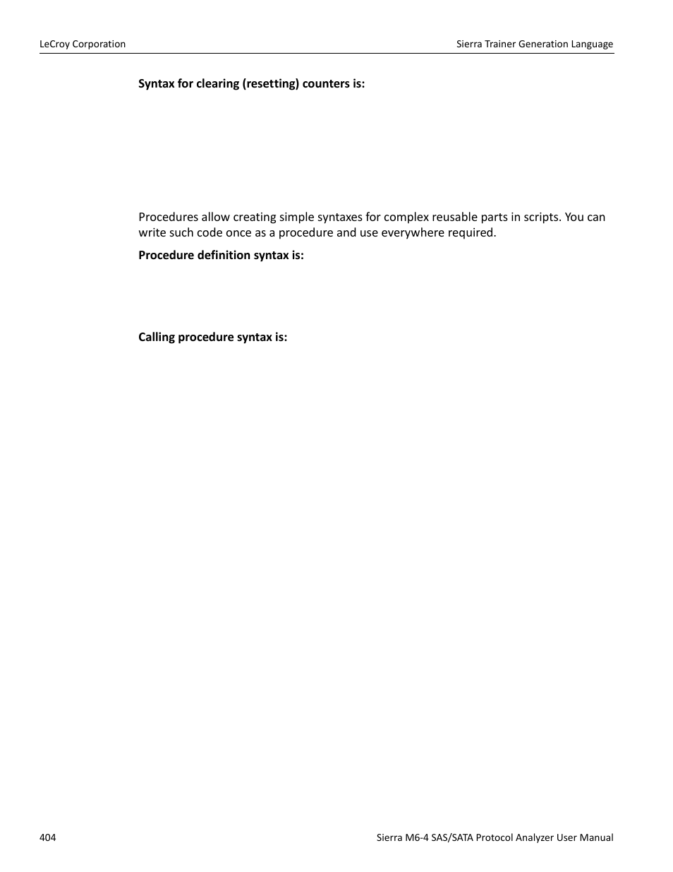 Procedure definition | Teledyne LeCroy STX M6-1 SAS_SATA Protocol Analyzer User Manual User Manual | Page 406 / 468
