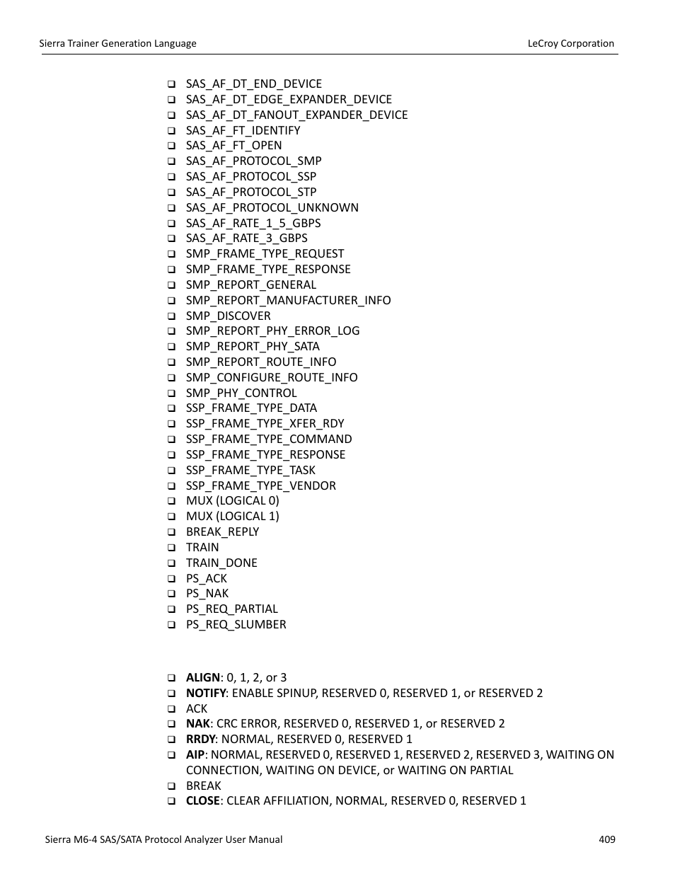 Primitive category | Teledyne LeCroy STX M6-1 SAS_SATA Protocol Analyzer User Manual User Manual | Page 411 / 468