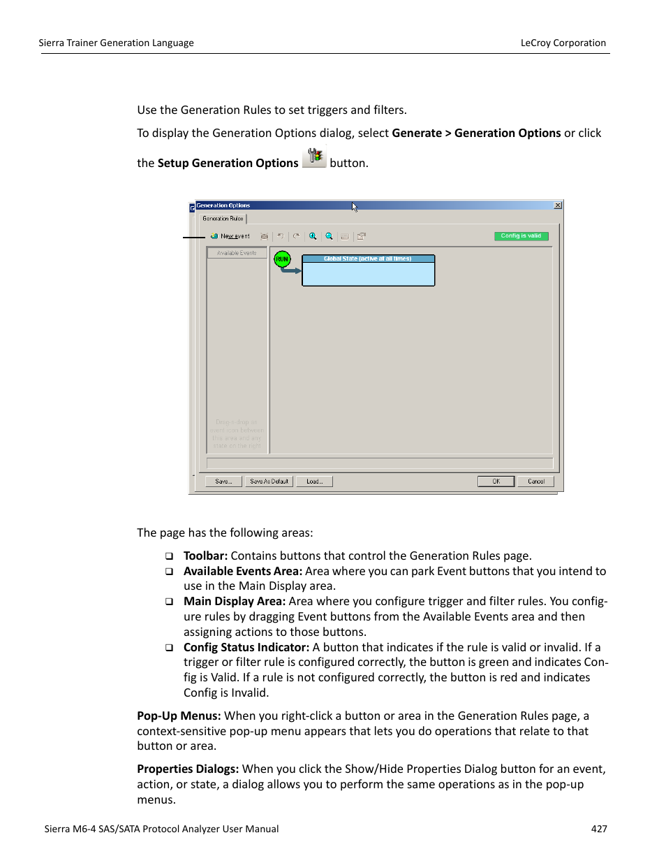 Generation options | Teledyne LeCroy STX M6-1 SAS_SATA Protocol Analyzer User Manual User Manual | Page 429 / 468