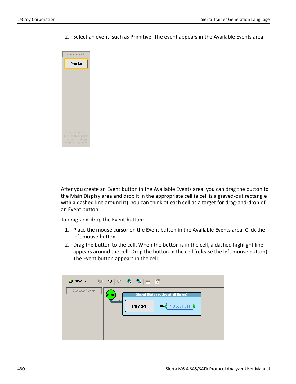Dragging a button to the main display area | Teledyne LeCroy STX M6-1 SAS_SATA Protocol Analyzer User Manual User Manual | Page 432 / 468