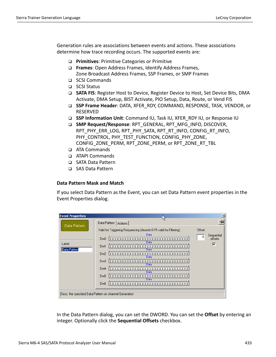 Events and event properties | Teledyne LeCroy STX M6-1 SAS_SATA Protocol Analyzer User Manual User Manual | Page 435 / 468