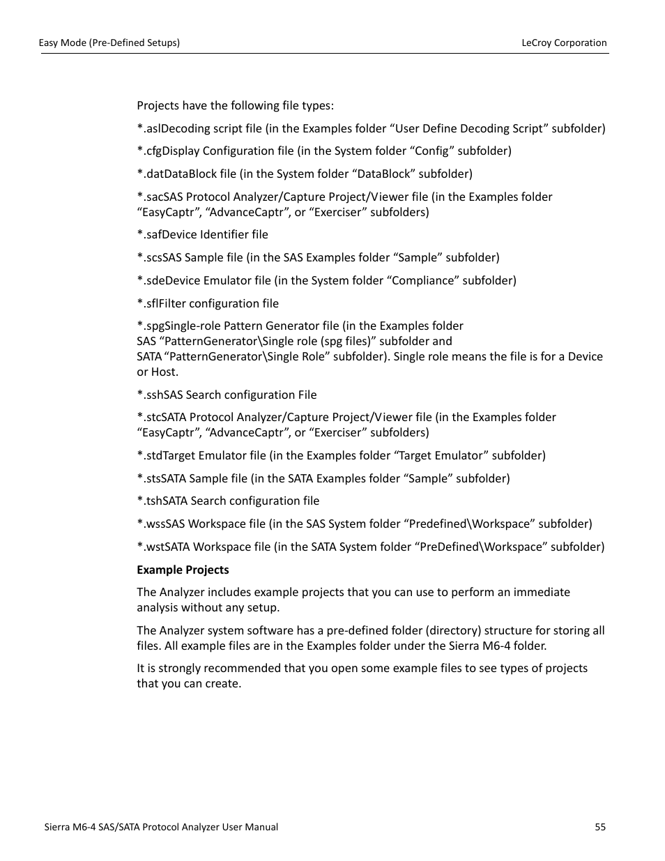 Project file types | Teledyne LeCroy STX M6-1 SAS_SATA Protocol Analyzer User Manual User Manual | Page 57 / 468