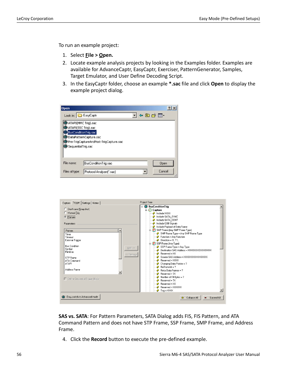 Run an example analysis project | Teledyne LeCroy STX M6-1 SAS_SATA Protocol Analyzer User Manual User Manual | Page 58 / 468