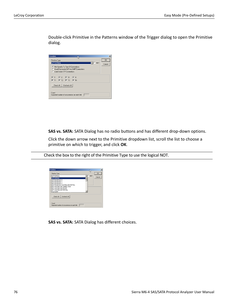 Primitive | Teledyne LeCroy STX M6-1 SAS_SATA Protocol Analyzer User Manual User Manual | Page 78 / 468