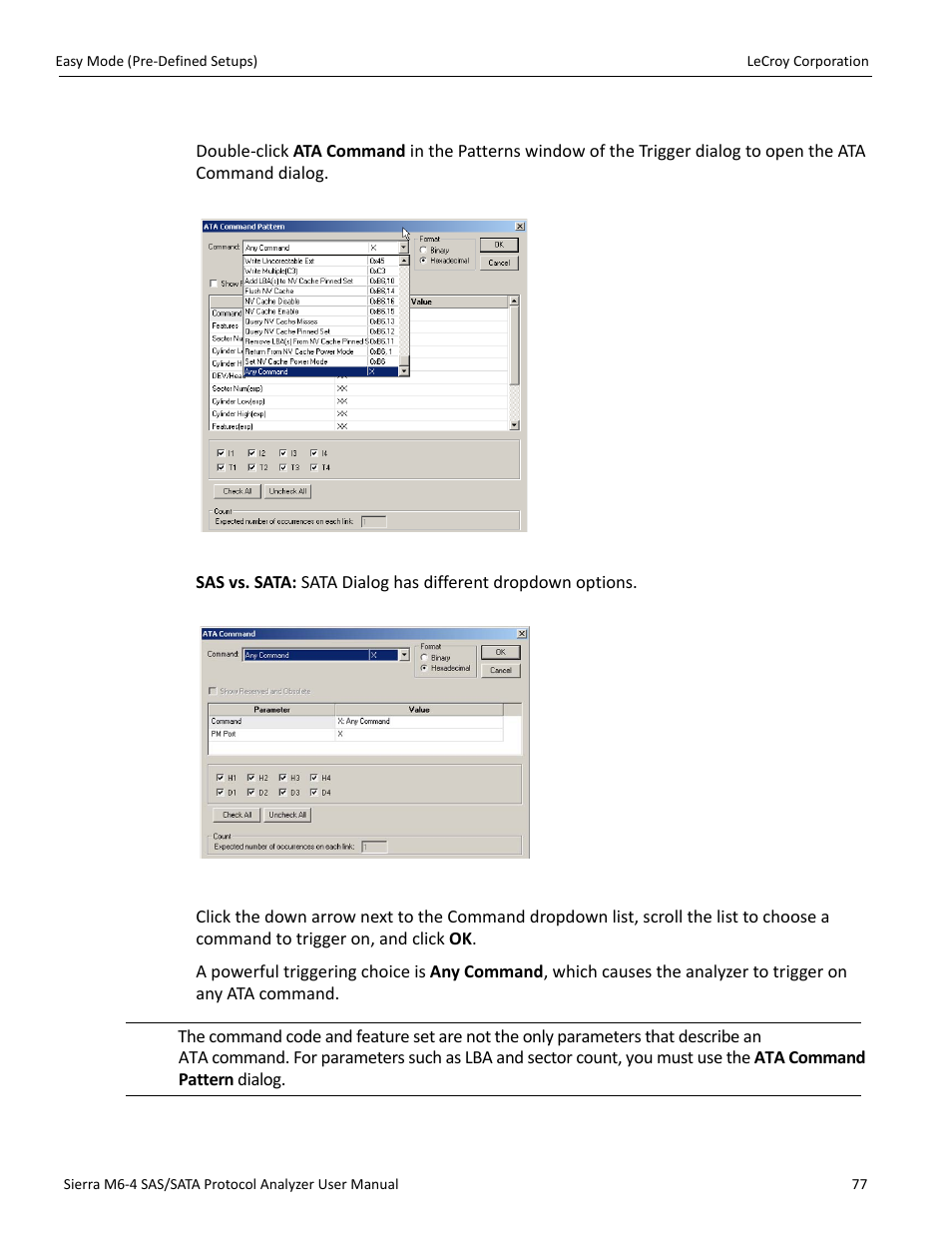 Ata command | Teledyne LeCroy STX M6-1 SAS_SATA Protocol Analyzer User Manual User Manual | Page 79 / 468