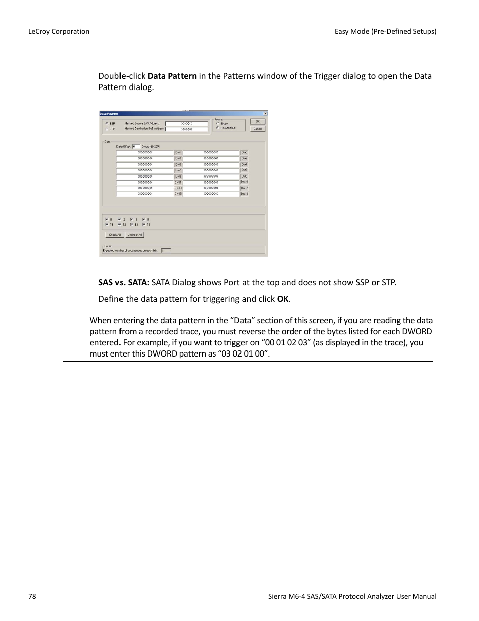 Data pattern | Teledyne LeCroy STX M6-1 SAS_SATA Protocol Analyzer User Manual User Manual | Page 80 / 468