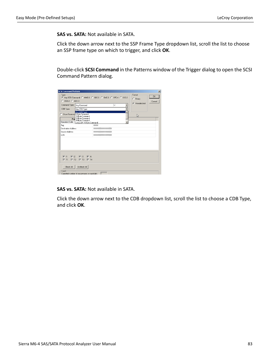 Scsi command (sas only) | Teledyne LeCroy STX M6-1 SAS_SATA Protocol Analyzer User Manual User Manual | Page 85 / 468