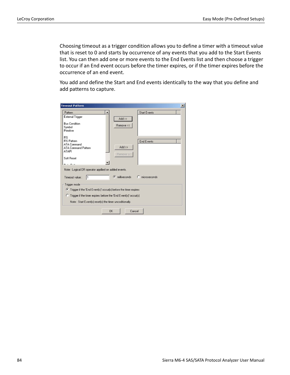 Timeout (sata only) | Teledyne LeCroy STX M6-1 SAS_SATA Protocol Analyzer User Manual User Manual | Page 86 / 468