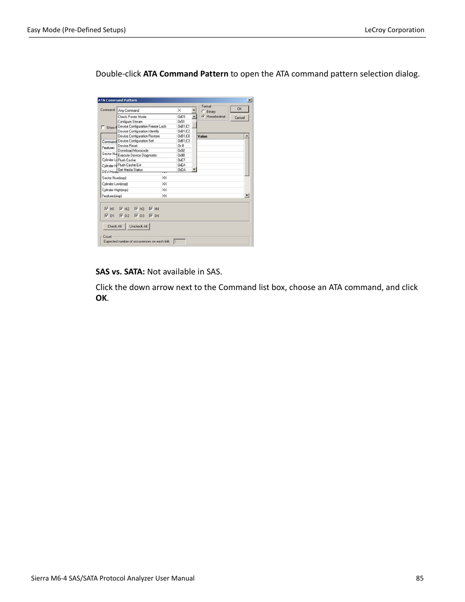 Ata command pattern (sata only) | Teledyne LeCroy STX M6-1 SAS_SATA Protocol Analyzer User Manual User Manual | Page 87 / 468