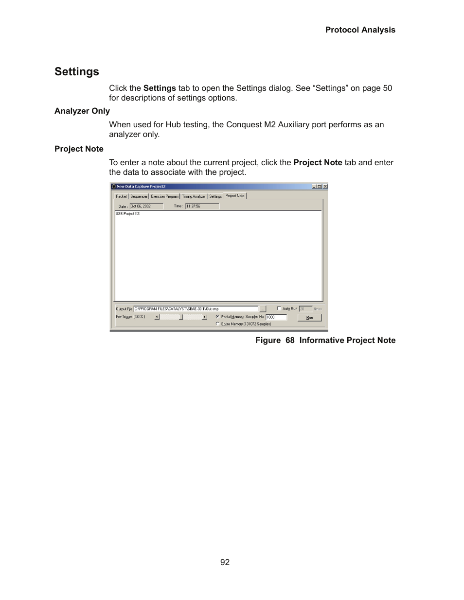 Settings | Teledyne LeCroy Conquest User Manual - Users Manual User Manual | Page 102 / 258