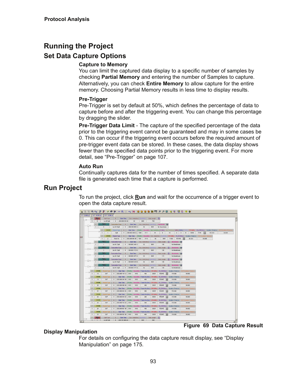 Running the project, Set data capture options, Run project | Teledyne LeCroy Conquest User Manual - Users Manual User Manual | Page 103 / 258