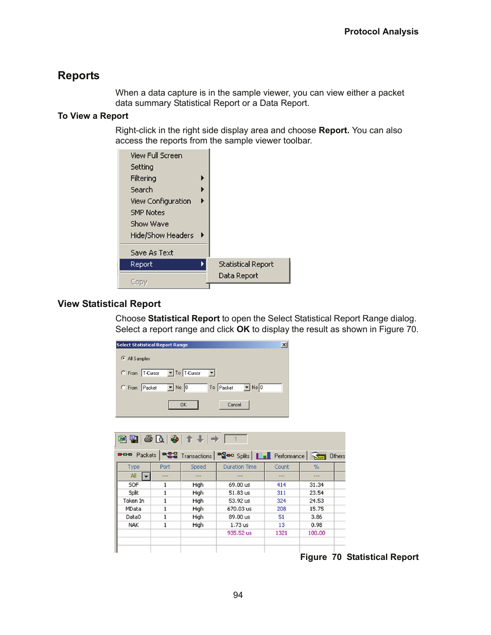 Reports, View statistical report | Teledyne LeCroy Conquest User Manual - Users Manual User Manual | Page 104 / 258
