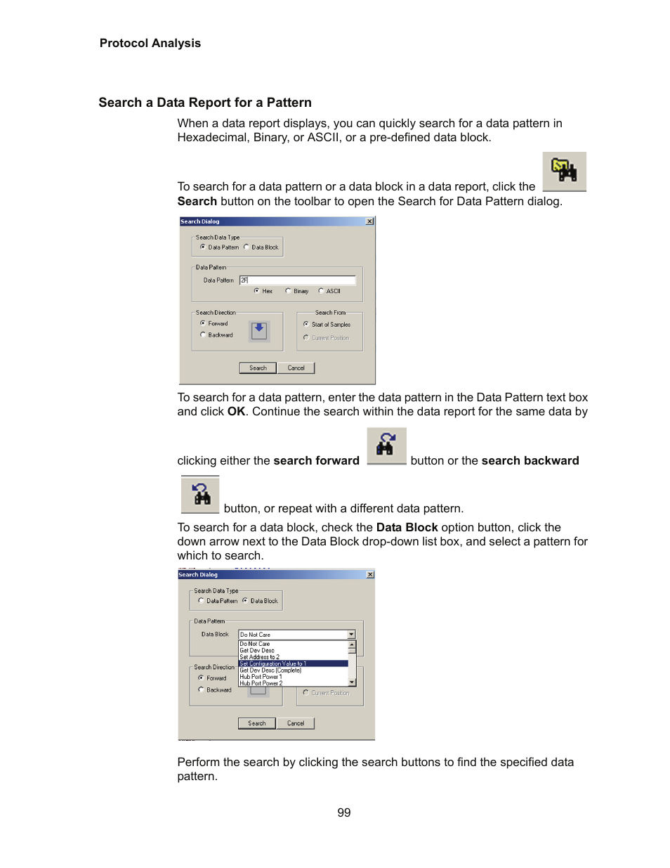 Search a data report for a pattern | Teledyne LeCroy Conquest User Manual - Users Manual User Manual | Page 109 / 258