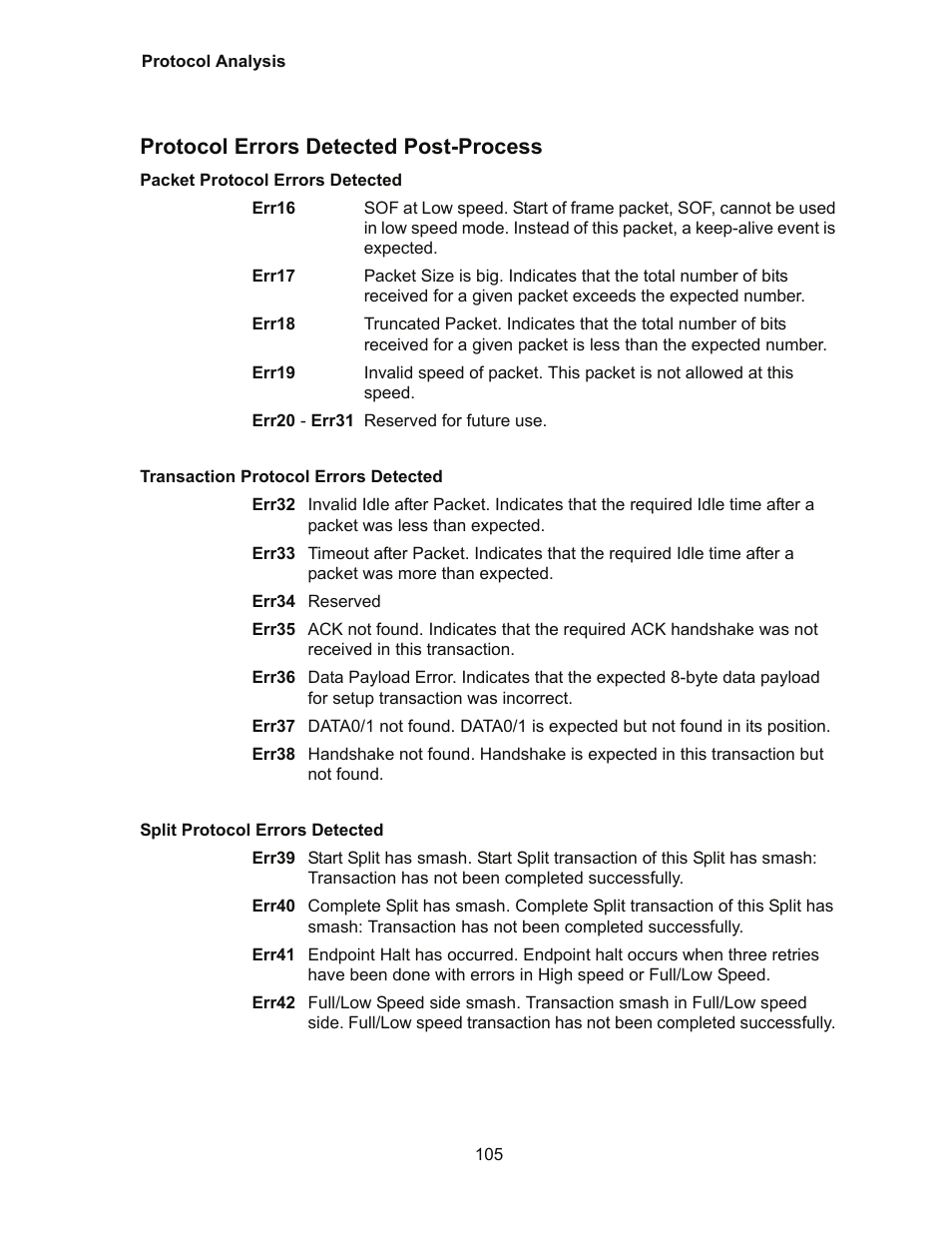 Protocol errors detected post-process | Teledyne LeCroy Conquest User Manual - Users Manual User Manual | Page 115 / 258