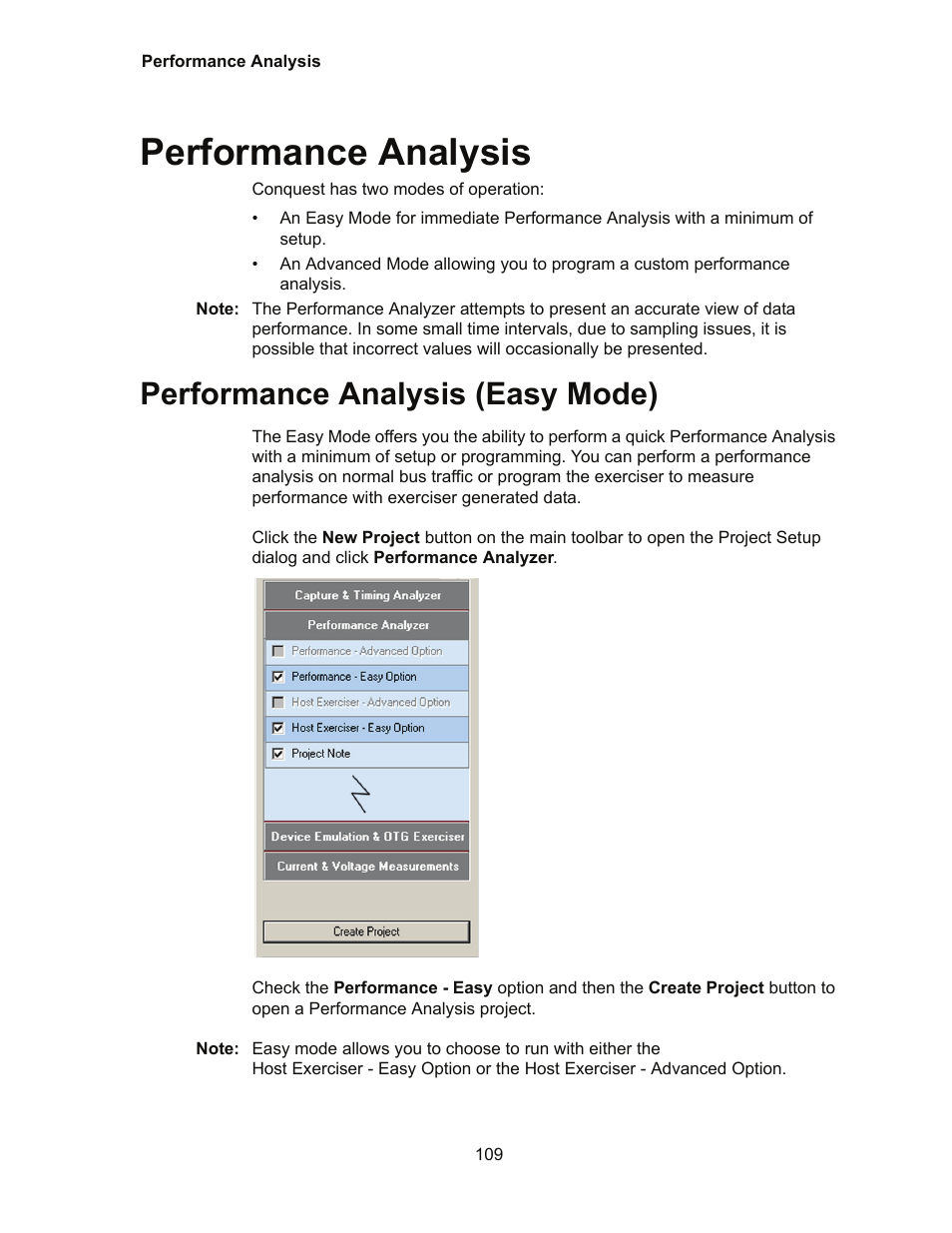 Performance analysis, Performance analysis (easy mode) | Teledyne LeCroy Conquest User Manual - Users Manual User Manual | Page 119 / 258