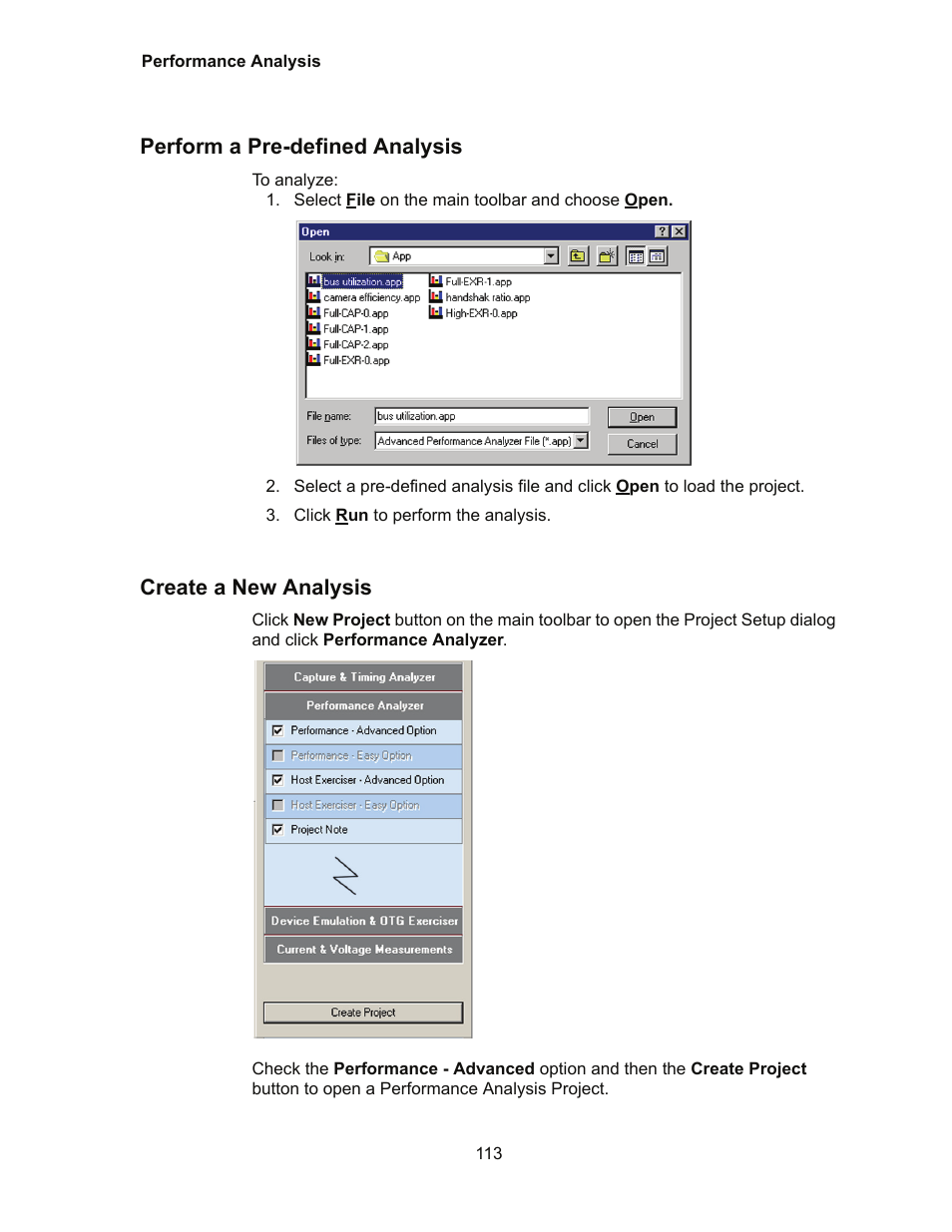 Perform a pre-defined analysis, Create a new analysis | Teledyne LeCroy Conquest User Manual - Users Manual User Manual | Page 123 / 258