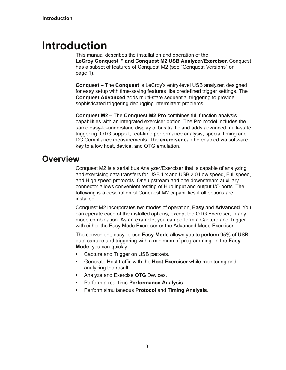 Introduction, Overview | Teledyne LeCroy Conquest User Manual - Users Manual User Manual | Page 13 / 258